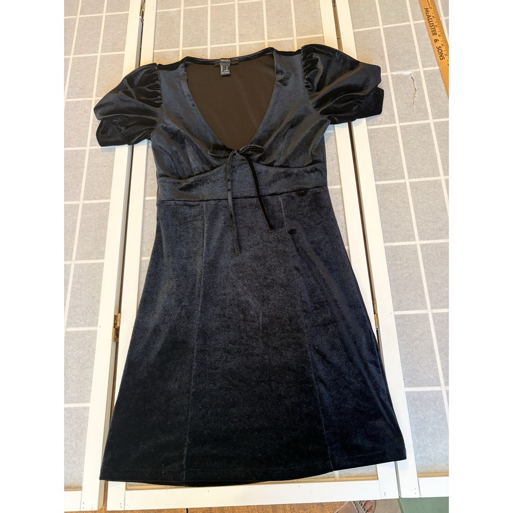 Y2K Victorian Whimsigoth Crushed Velvet Black Homecoming Mini Dress Size‎ Medium